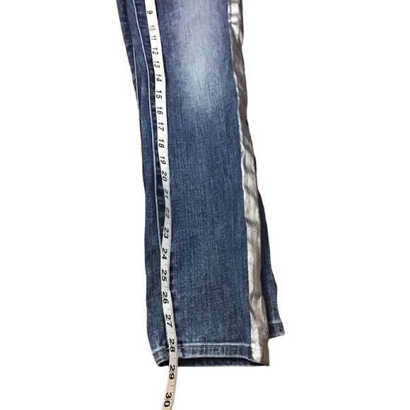 LUCKY BRAND LOLITA Metallic SILVER STRIPE SKINNY JEANS Size 26 - Picture 5 of 10